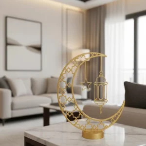 3D Hilal Cami Dekor Özel Baskı 20x20 cm Şık Masa Üstü