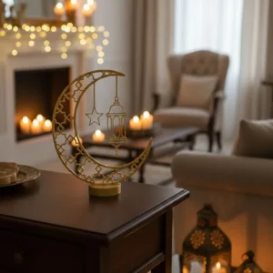 3D Hilal Cami Dekor 20x20 cm Özel Baskı Masa Üstü Süs