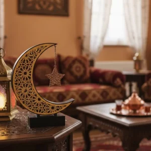 3D Hilal Yıldız Süs 23x23 cm Ev ve Ofis İçin Şık Aksesuar