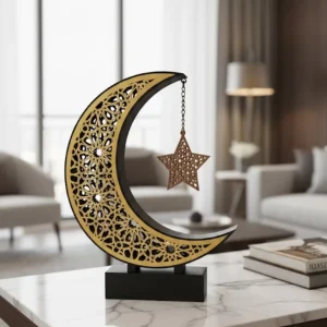 3D Hilal Yıldız Masa Üstü Dekor 23x23 cm Ramazan Konsept Tasarım