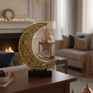 3D Hilal Yıldız Dekor 23x23 cm Ramazan Özel Masa Üstü Süs