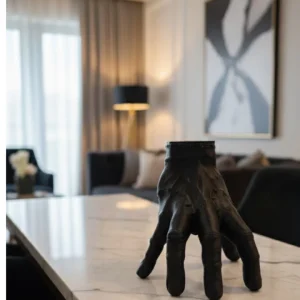 3D Siyah El Heykeli 17x16 cm Raf ve Masa Üstü Dekor