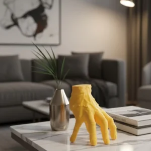 3D Dekoratif Sarı El Obje 17x16 cm Şık ve Dikkat Çekici Tasarım