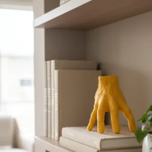 3D Sarı El Dekoratif Biblo 17x16 cm Modern Ev Aksesuarı