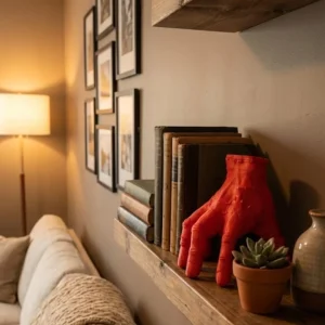 3D Dekoratif Kırmızı El Biblo 17x16 cm Modern Ev Aksesuarı