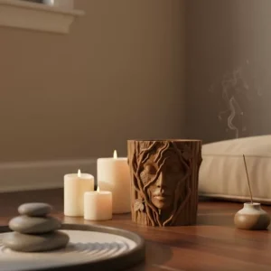 3D Yüz Figürlü Doğa Konseptli Dekoratif Saksı Şık Vazo Tasarımı