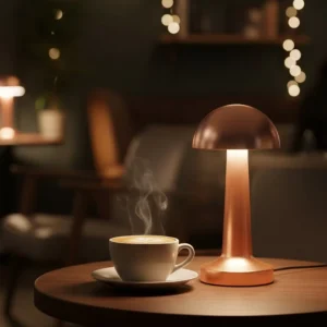 Kablosuz Dokunmatik Masa Lambası 3 Işık Modlu USB Şarjlı Bronz