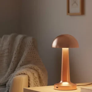 Bronz Dokunmatik Masa Lambası 3 Renk LED Şarjlı Kablosuz USB Çıkışlı