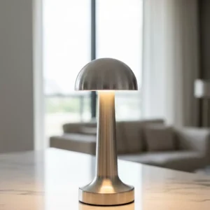 Krom Mantar Masa Lambası Dokunmatik 3 Renk LED Şarjlı Taşınabilir Gece Lambası