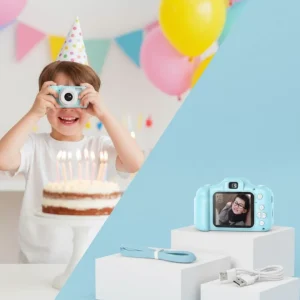 Mavi Kompakt Dijital Kamera HD Video ve Fotoğraf Çekim Özellikli USB Bağlantılı