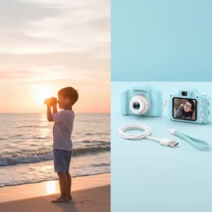 Mavi Taşınabilir Mini Kamera HD Video Fotoğraf Çekimli USB Şarjlı Hafıza Kart Destekli