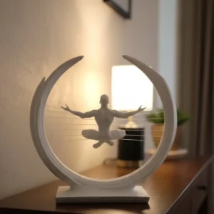 3D Zen Heykeli Ay Formlu Meditasyon Yapan İnsan Figürü Dekor