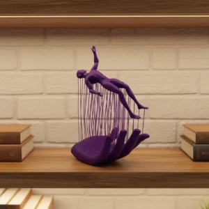 3D El Formlu İnsan Figürü Mor Özgün Sanat Biblosu 12x18 cm