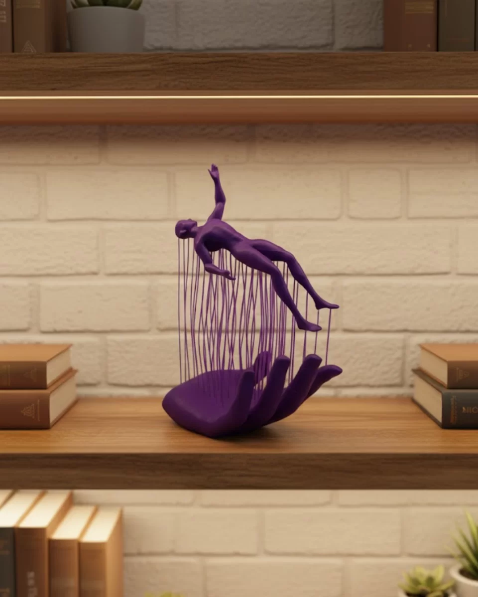 3D El Formlu İnsan Figürü Mor Özgün Sanat Biblosu 12x18 cm