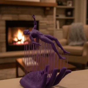 3D El İnsan Figürü Mor Modern Masa Üstü Ev ve Ofis Dekoru