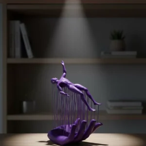 3D El Üzerinde İnsan Figürü Mor Soyut Tasarım Dekor Biblo