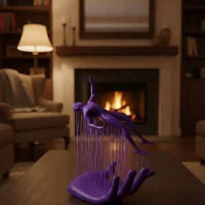 3D El İnsan Figürü Mor Modern Sanatsal Dekoratif Biblo 12x18 cm