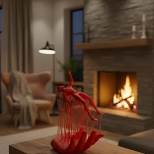 3D El İnsan Figürü Kırmızı Minimal Modern Ev ve Ofis Dekoru 12x18 cm