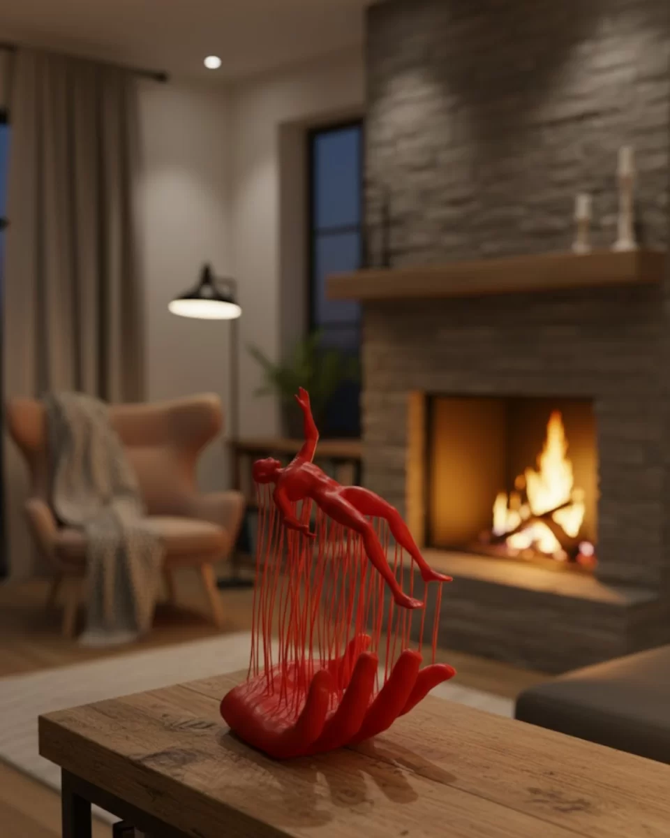 3D El İnsan Figürü Kırmızı Minimal Modern Ev ve Ofis Dekoru 12x18 cm