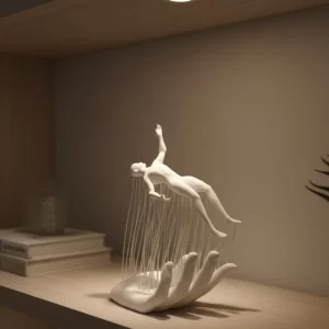 3D El Üzerinde İnsan Figürü Beyaz Minimal Masa Üstü Dekor