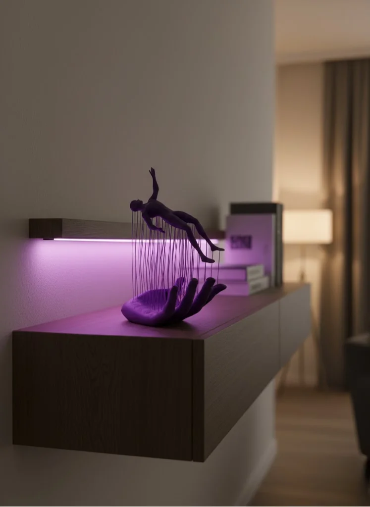 Mor El İnsan Figürü Dekoratif Biblo Minimal Modern Salon Raf ve Masa Üstü Aksesuar