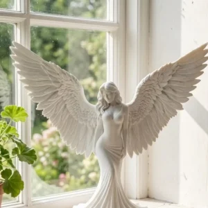 Sanatsal Melek Heykeli Kanatlı Kadın Figürlü 3D Dekoratif Biblo