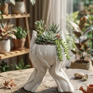 Sanatsal El Figürlü 3D Baskı Dekoratif Saksı Vazo Ev Ofis Dekoru