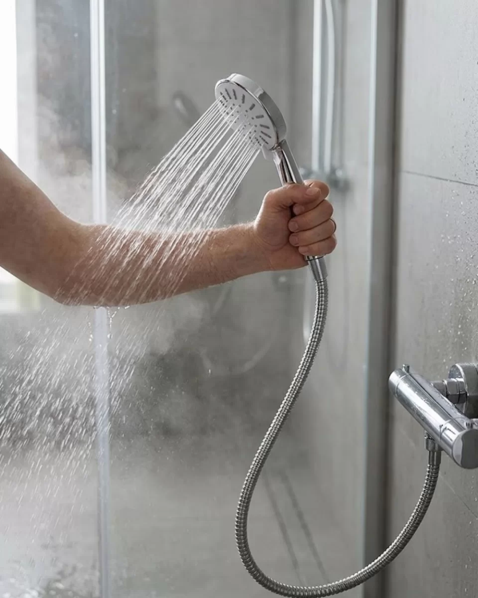 Spiral Hortumlu 4 Kademeli Krem El Duşu Başlığı Banyo Duş Seti