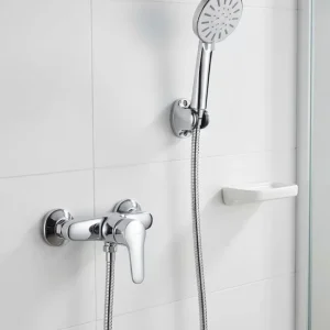 4 Fonksiyonlu Krem El Duşu Seti Spiral Hortum ve Duş Askısı