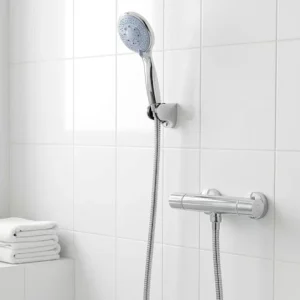 4 Kademeli Mavi Duş Seti El Duşu Başlığı Spiral Hortum ve Duvar Askısı