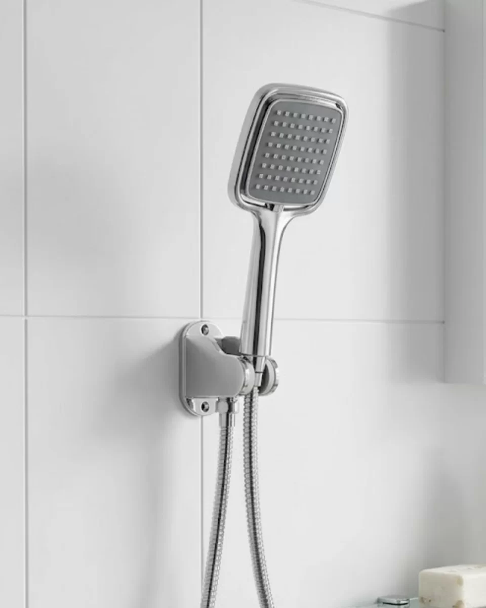 Siyah Duş Seti El Duşu Başlığı Spiral Hortum ve Duvar Askısı Banyo Duş Seti