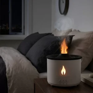 Alev ve Volkan Efektli Ultrasonik Aroma Difüzörü LED Gece Lambalı Hava Nemlendirici