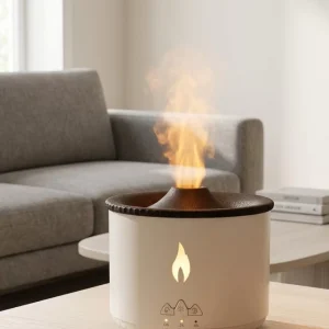 Ultrasonik Aromaterapi Difüzörü Alev Efektli Ortam Nemlendirici Zamanlayıcılı Sessiz Çalışma