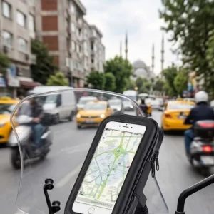 Su Geçirmez Motosiklet Telefon Tutucu Evrensel Gidon Montaj Navigasyon Standı