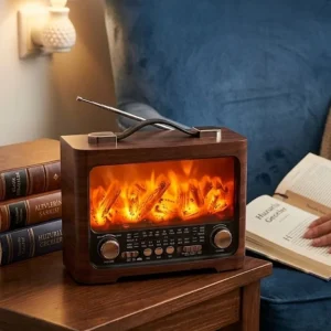 Retro Şömine Tasarımlı Bluetooth Hoparlör FM Radyo USB TF Kart Müzik Çalar