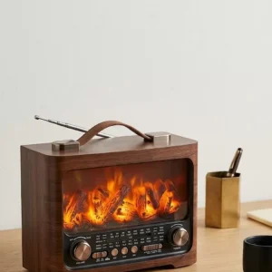 LED Şömine Efektli Kablosuz Hoparlör Bluetooth Radyo USB TF Kart Destekli