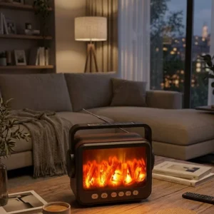 Şömine Efektli Bluetooth Hoparlör FM Radyo USB TF Kart Destekli Kablosuz Müzik Çalar