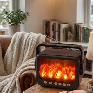 Taşınabilir Şömine Efektli Bluetooth Hoparlör LED Işıklı Radyo