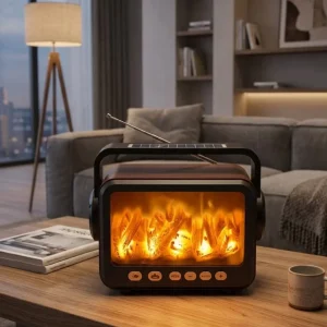 Şömine Efektli Bluetooth Hoparlör FM Radyo USB TF Kart Müzik Çalar