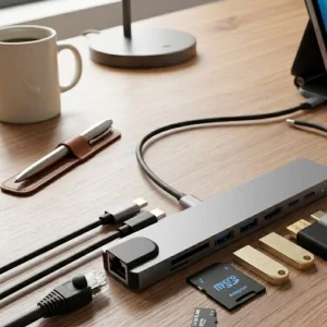 Type C Çoklu Port Hub 8 Port USB HDMI SD Kart Ethernet Adaptör