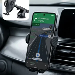 360° Döner Araç Telefon Tutucu Otomatik Kilit Mekanizmalı Stand