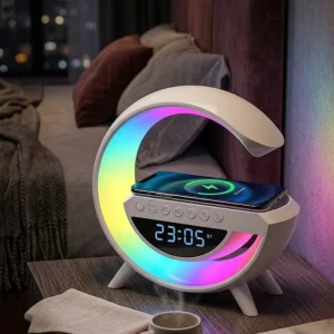 RGB Işıklı Kablosuz Şarjlı Bluetooth Hoparlör Saat ve Alarm Özellikli
