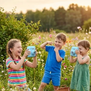 HD Ekranlı Çocuk Kamera Anında Fotoğraf Baskı ve Boyama Kalemli