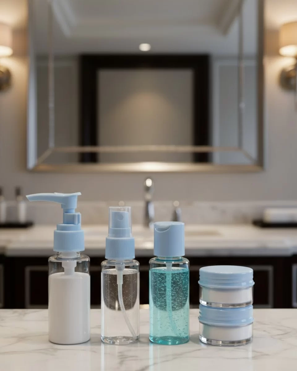 Kompakt 5’li Seyahat Banyo Şişe Takımı Çantalı