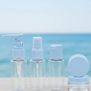 5’li Seyahat Dolum Şişe Seti 30 ml Şeffaf Taşıma Çantalı