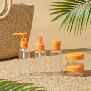 5 Parça Taşınabilir Seyahat Banyo Seti Şeffaf Şişe Takımı