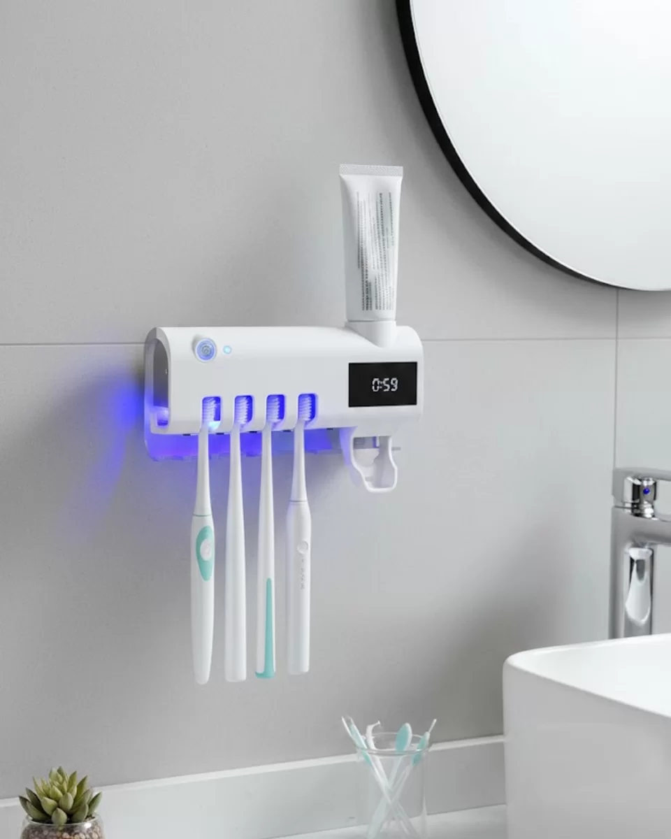 Sensörlü UV Sterilize Diş Fırçası Tutucu ve Macun Sıkma Aparatı