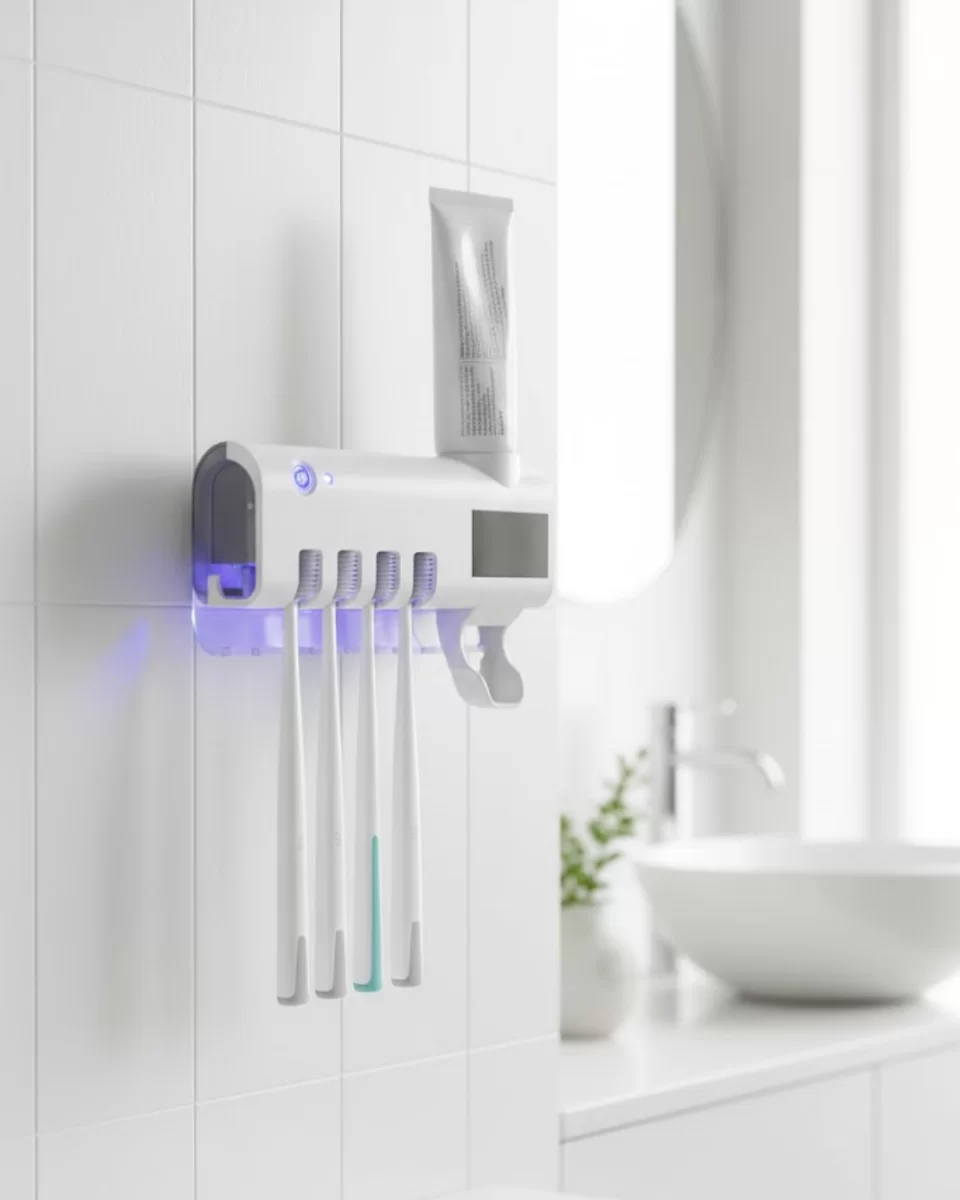 UV Sterilizasyonlu Duvara Monte Otomatik Diş Fırçası Tutucu