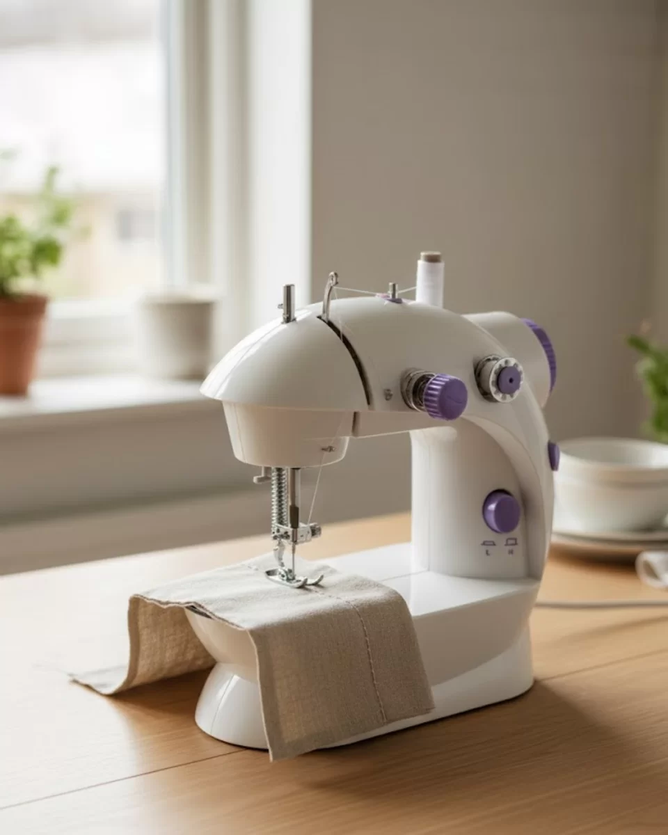 Pedallı Mini Dikiş Makinesi Çift Makara Kilitli Dikiş