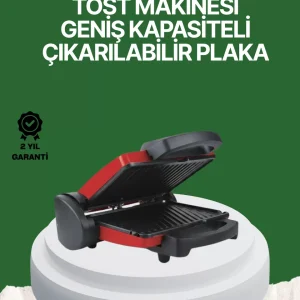 2000 Watt Teflon Tost Makinesi – Geniş Plaka Ayarlanabilir Isı Kolay Temizlik
